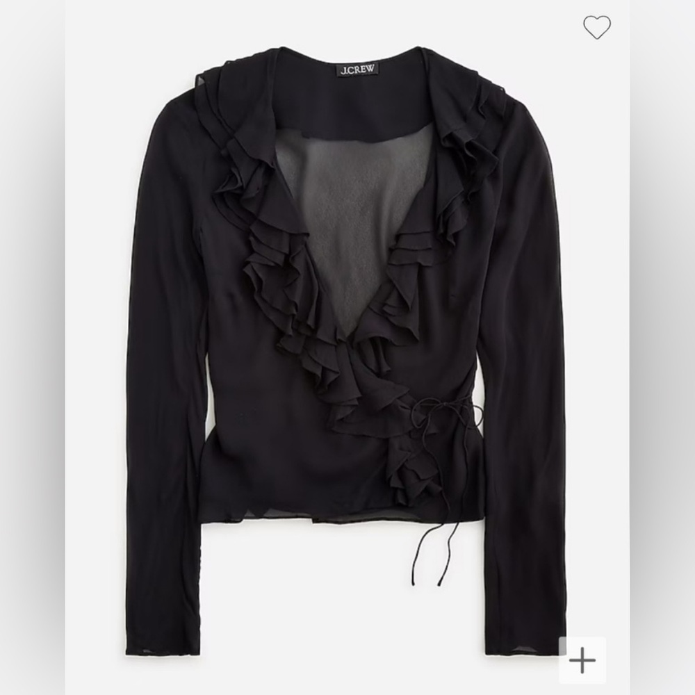 **SOLD** black chiffon wrap j crew ruffled top